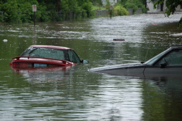 Car stuck in a flood