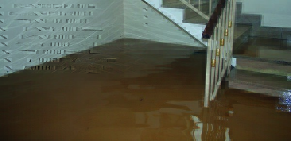 Interior of flooded house