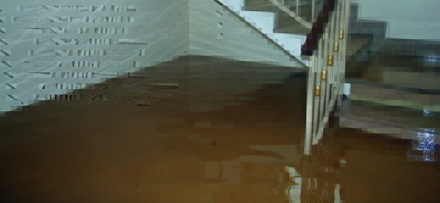 Interior of flooded house